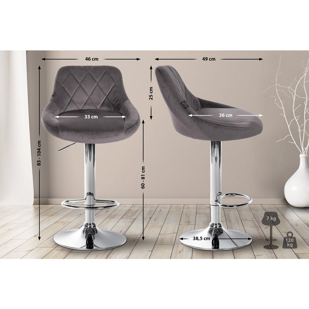 Thumbnail - CLP Barhocker, Grau, Textil, 46x83x49 cm, Esszimmer, Barmöbel, Barhocker