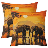 KISSENBEZÜGE 2-teiliges Set 55 x 55 cm Elefant Safari Motiv - Multicolor, Textil (55/55cm)