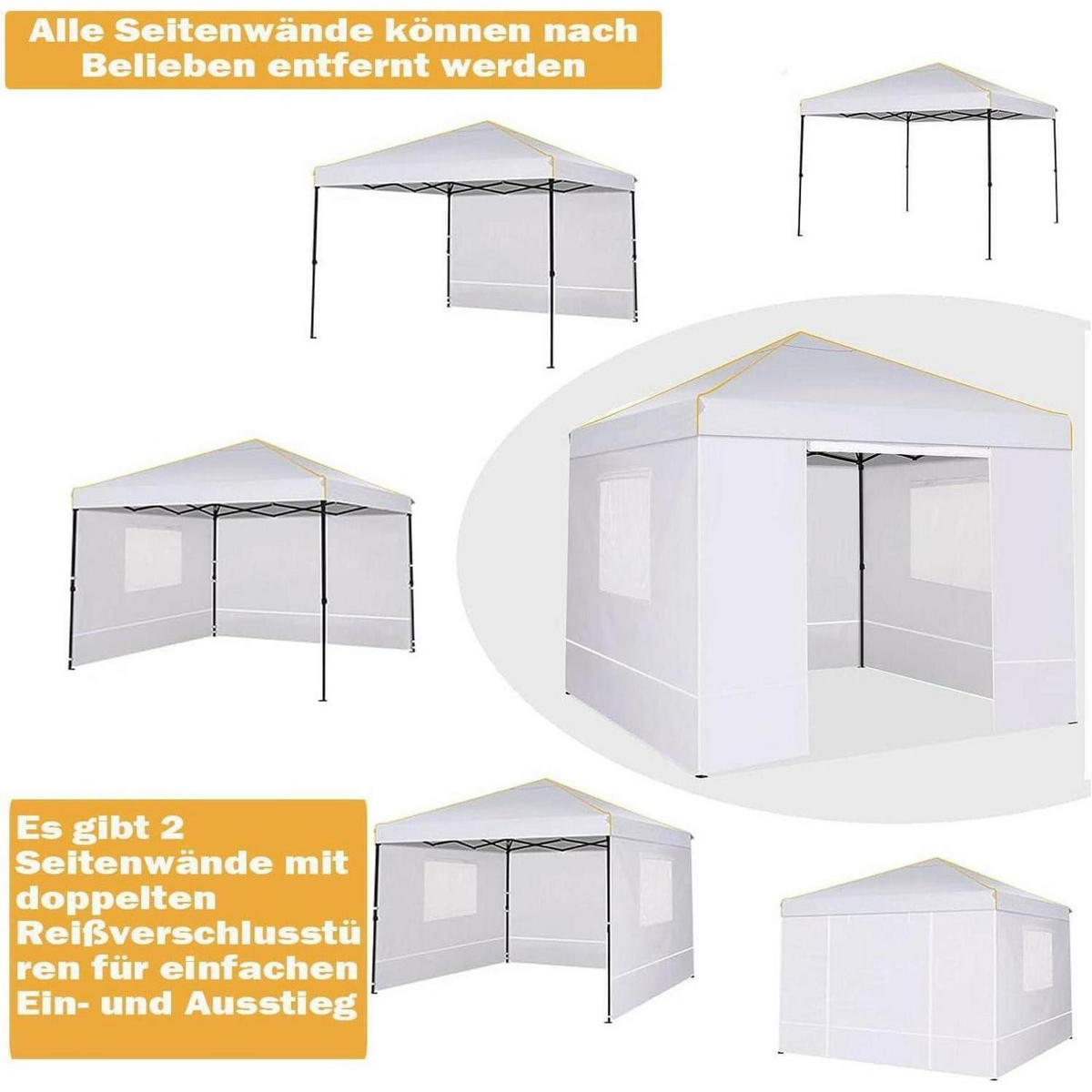 FALTPAVILLON 3x3m Wasserdicht UV-Schutz 50+ Weiß - Weiß, Textil (300/300/270cm)