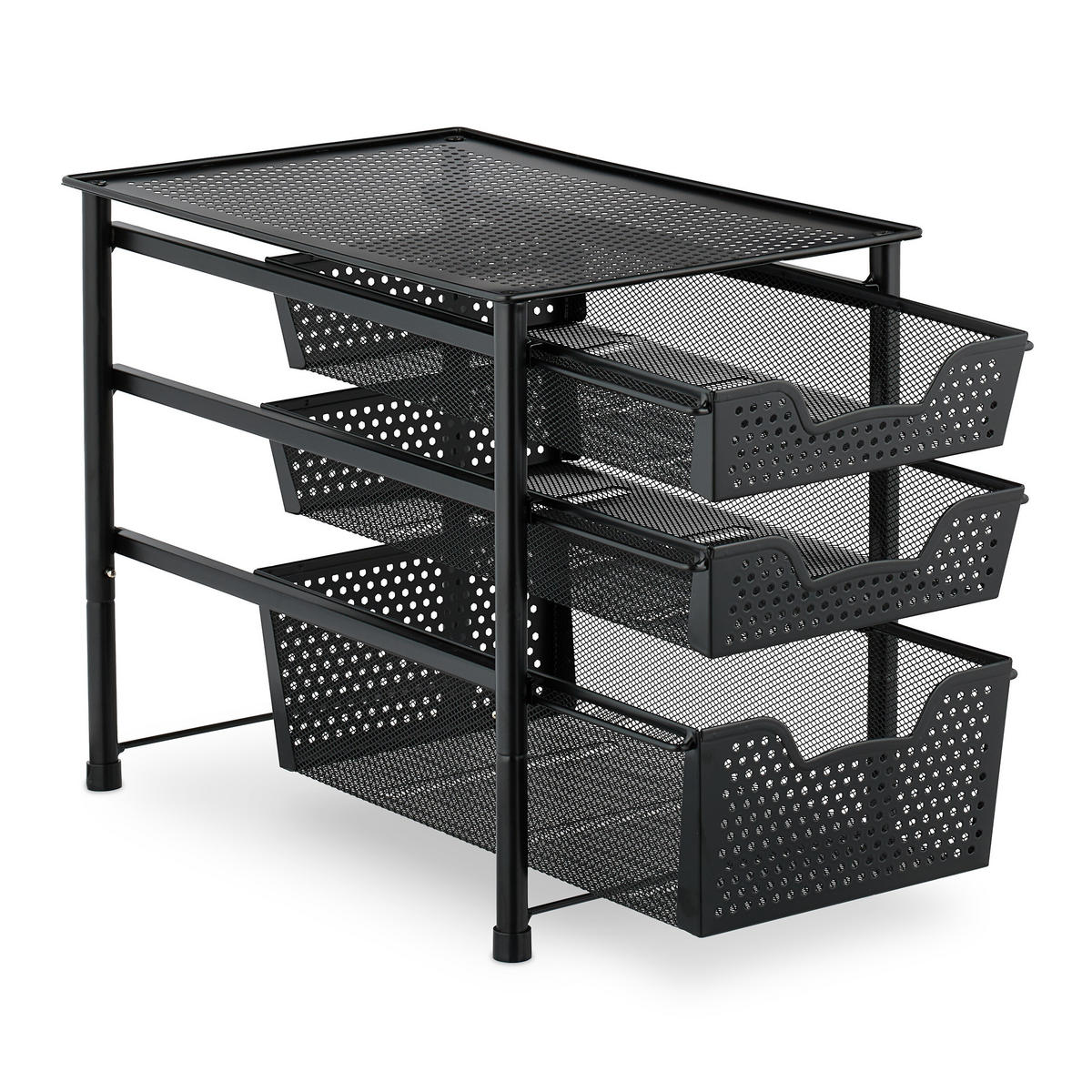 SCHUBLADENREGAL - Schwarz, Kunststoff/Metall (28/35/42.5cm) - Relaxdays