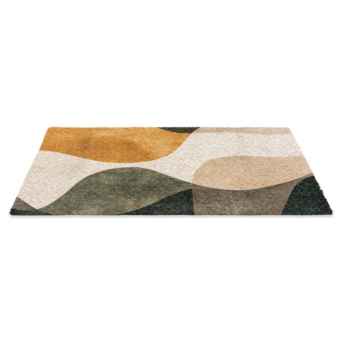 FUSSMATTE Formen - Ockergelb - Abstrakt 60x40 cm - Multicolor, Kunststoff (60/0.4cm) - MuchoWow