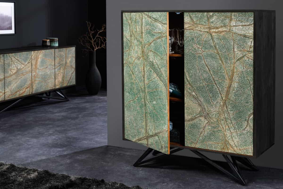 HIGHBOARD MOUNTAIN SOUL Akazie 120cm - Multicolor/Schwarz, Holz/Stein (100/120/38cm) - riess-ambiente