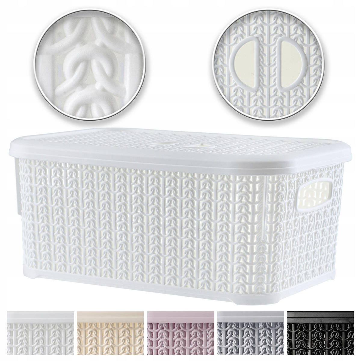 KORB mit Deckel, weiß - Weiß, Kunststoff (20/29cm) - KADAX