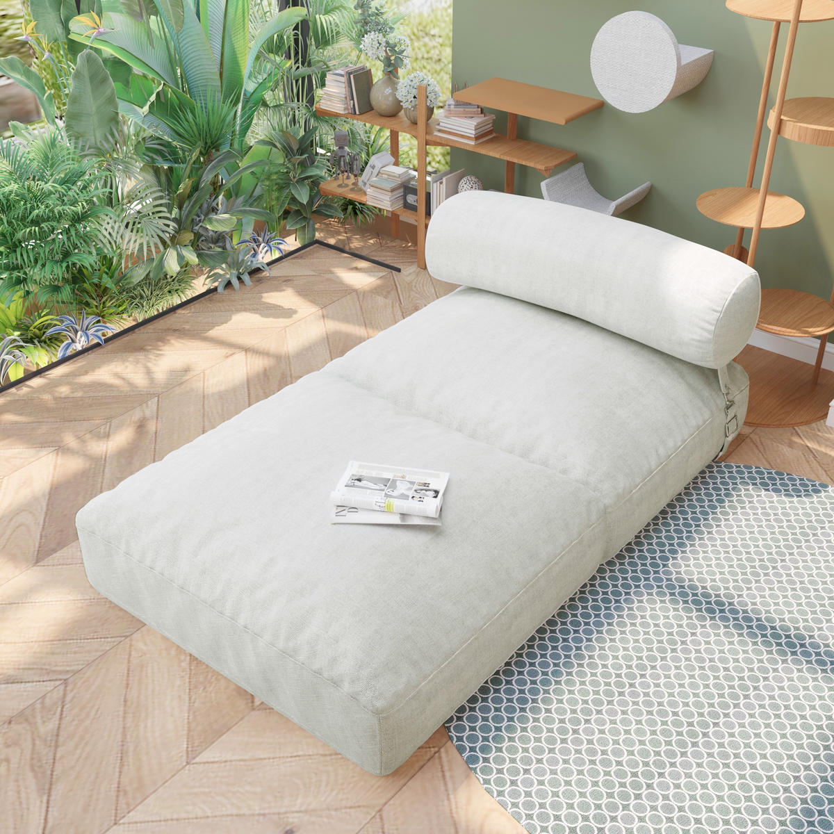 SITZSACK Faltbar Modular Leinen weiß - Weiß, Textil (77/65/72cm) - Vercart