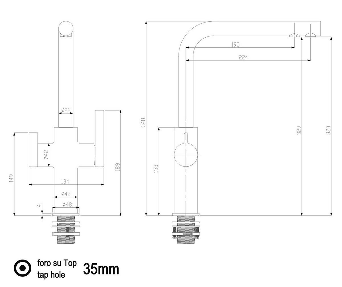4-WEGE-KÜCHENARMATUR, Schwarz Matt, 360° schwenkbar - Schwarz, Metall (22.4/34.8/22.4cm) - VIZIO