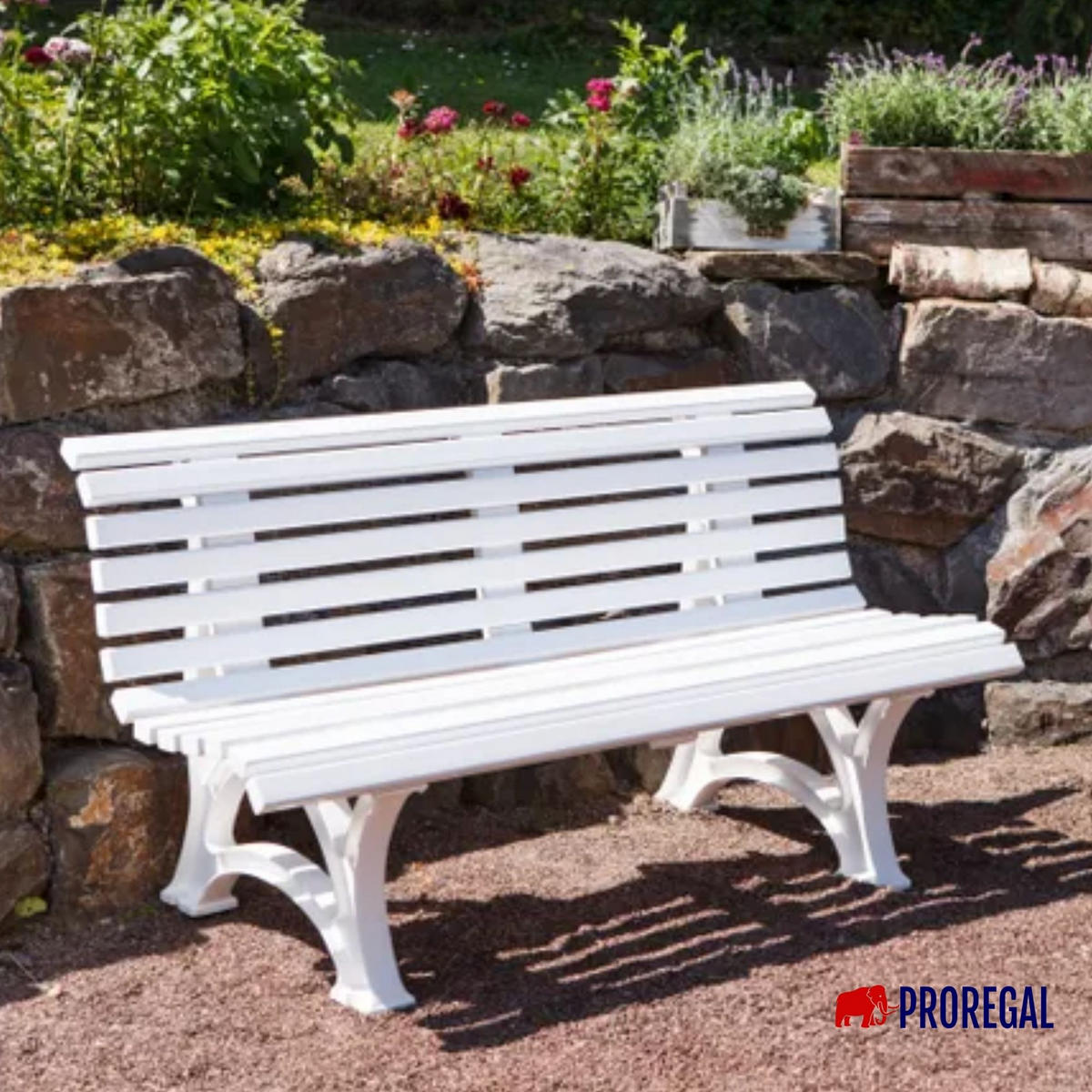 GARTENBANK Jamaika 3 Sitzer Weiß 80 x 150 x 64cm Witterungskunststoff & UV Beständiger Kunststoff - Weiß, Kunststoff (150/80/64cm) - PROREGAL