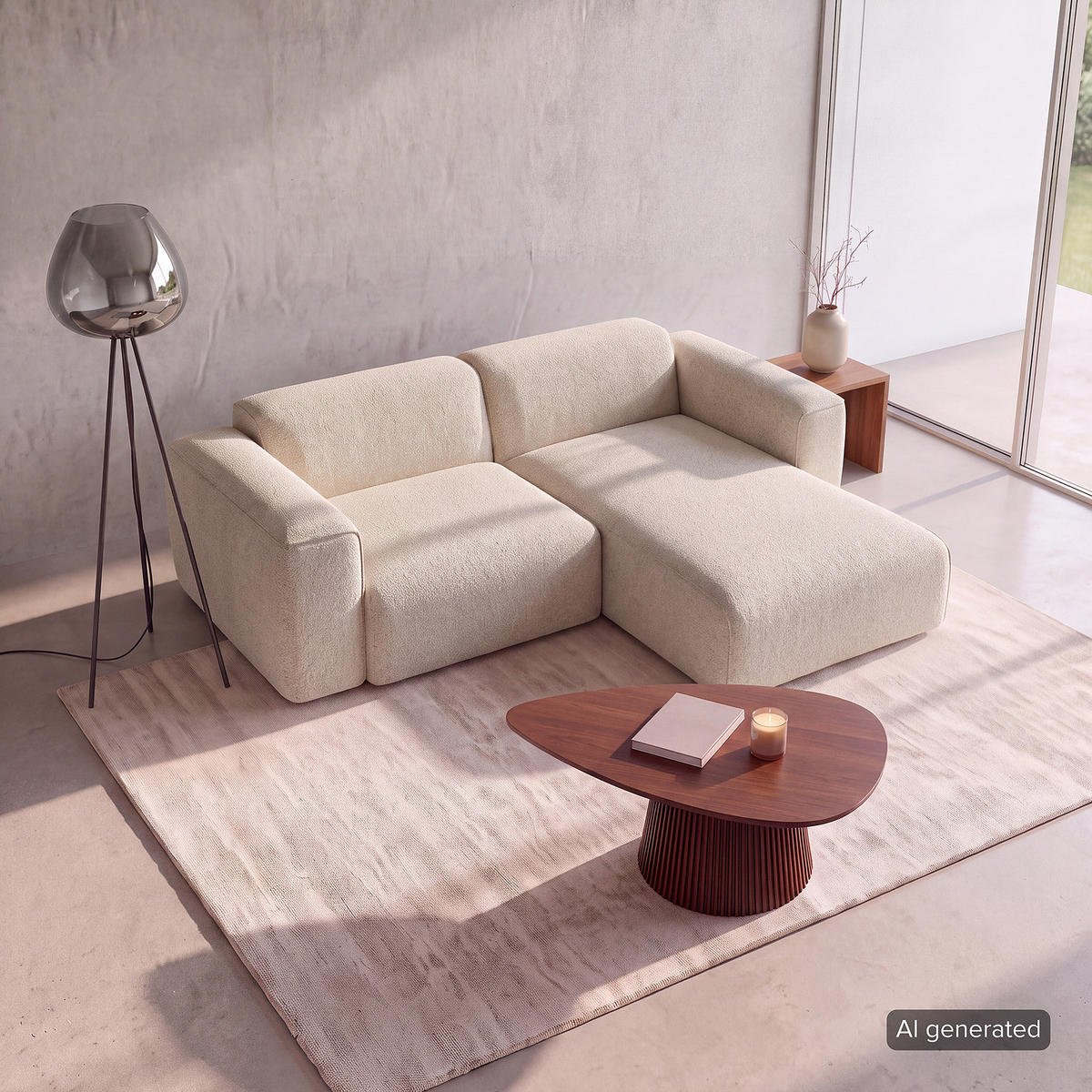 1,5-SITZER ECKSOFA mit Longchair - Beige/Schwarz, Kunststoff/Textil (260/173cm) - home24