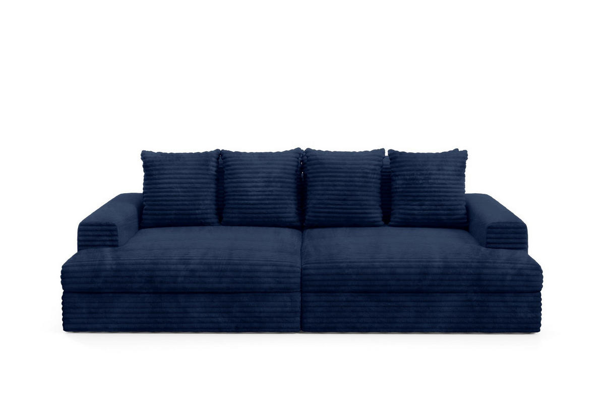 SCHLAFSOFA Premium Extra Komfort Dunkelblau - Schwarz/Dunkelblau, Holz/Holzwerkstoff (272/42/167cm) - Furnisell
