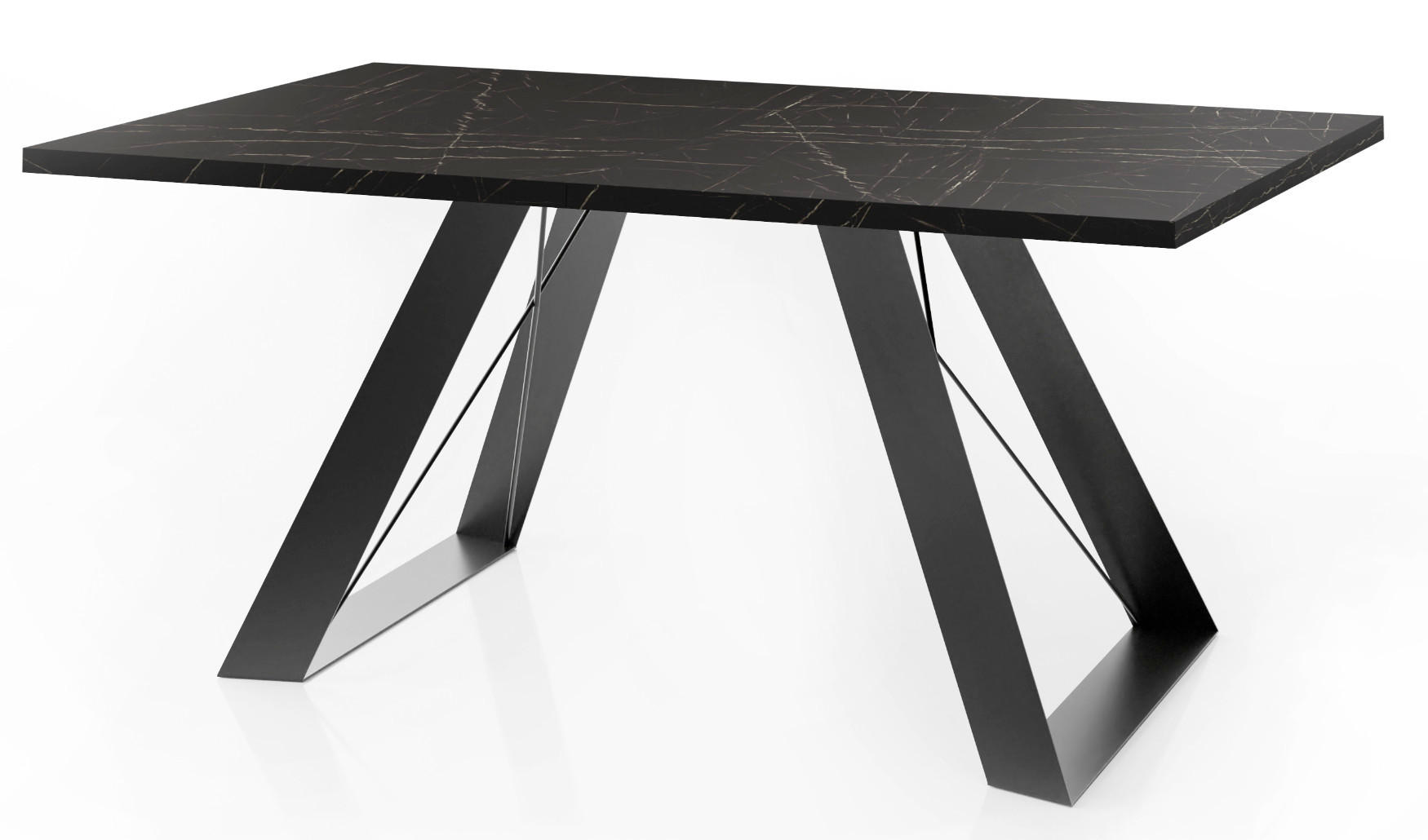 ESSTISCH Colter Weiß rechteckig ausziehbar, Marmor Schwarz 160-260/90/76 cm - Anthrazit/Weiß, Holzwerkstoff/Metall (160/90/76cm) - WFL GROUP
