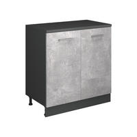 KUHINJSKA OMARA ZA POŠEVNE STREHE R-Line, Beton, 80 cm brez naklona z 2 vrati - siva/antracit, leseni material (80/83.8/46cm) - Vicco