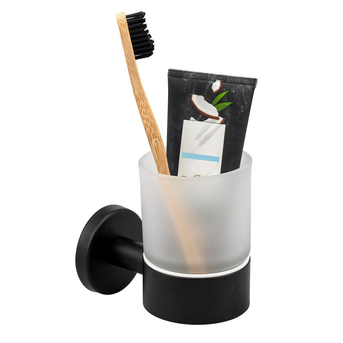 GLASBECHERHALTER PIAZZA BLACK, Glas und Edelstahl, schwarz - Schwarz, Metall (6.5/9.5/11cm) - bremermann