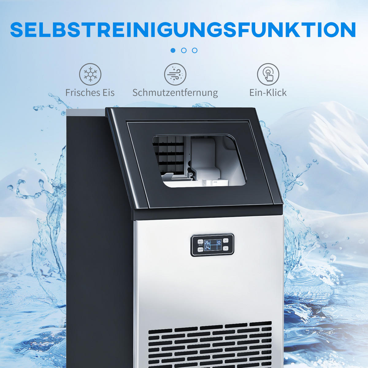 KOMMERZIELLE-EISWÜRFELMASCHINE Edelstahl ABS-Kunststoff Silber - Silberfarben, Metall (37/80/39cm) - HOMCOM