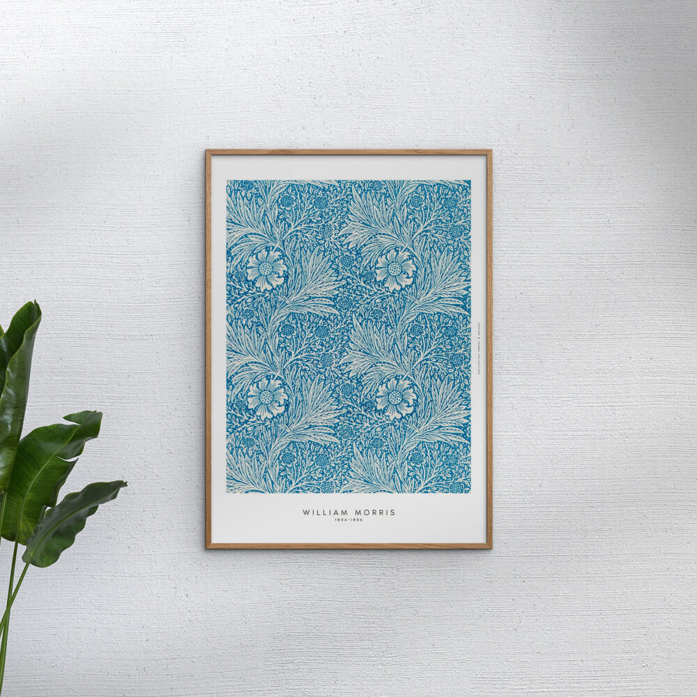 POSTER mit Rahmen William Morris - Blues - Blau/Eichefarben, Holz/Papier (30/40cm) - Poster&Frame