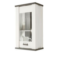 KÜCHE-HÄNGESCHRANK weiß Pinie, anthrazit Landhaus, Küchenschrank hängend mit Soft-Close - Anthrazit/Schwarz, Glas/Holzwerkstoff (50/90/31cm) - Furn.Design