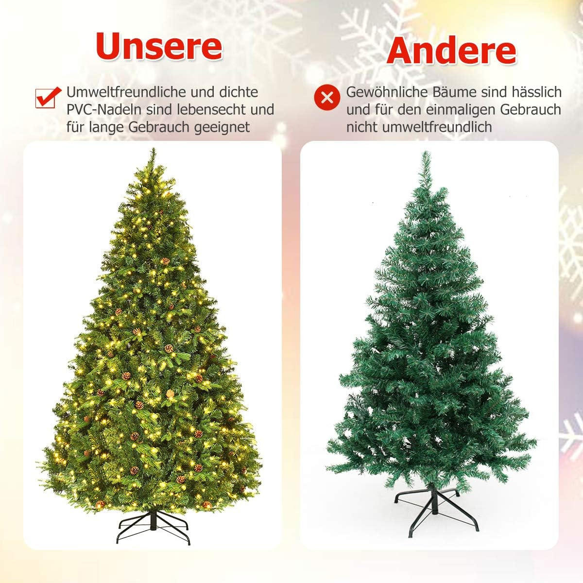 WEIHNACHTSBAUM Grün - Grün, Kunststoff (240cm) - COSTWAY