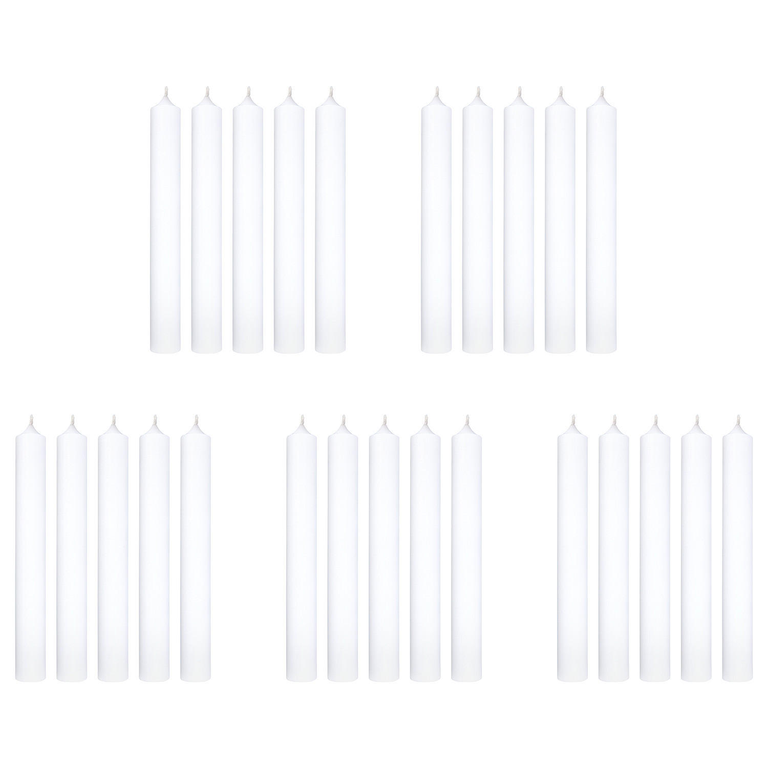 STABKERZE (25er Set) Rainbow - Weiß, Paraffin (2.2/18/2.2cm) - BUTLERS