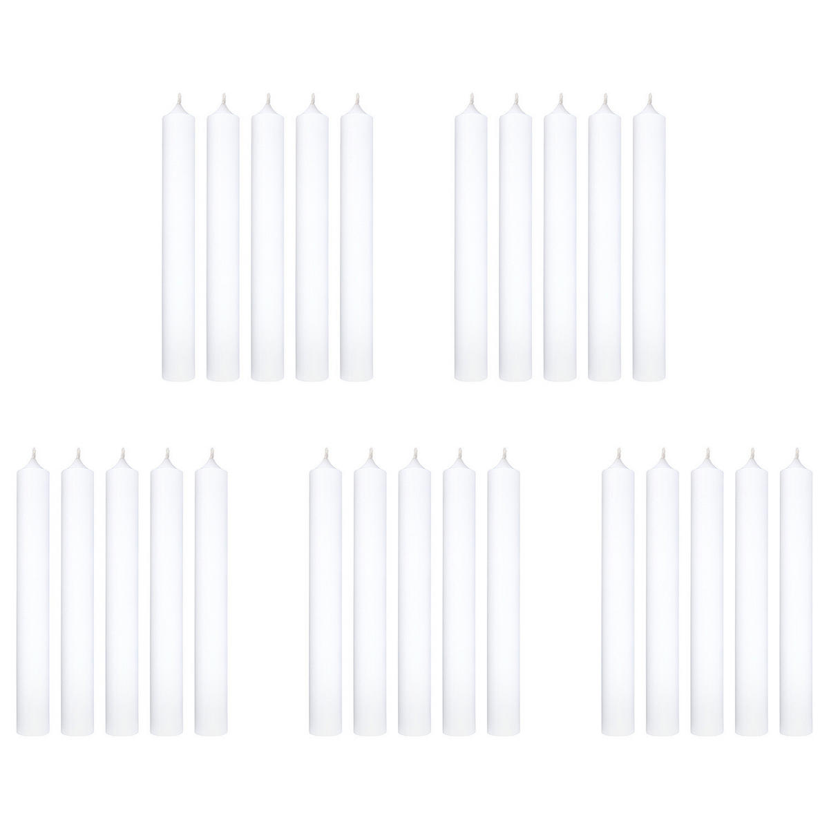 STABKERZE (25er Set) Rainbow - Weiß, Paraffin (2.2/18/2.2cm) - BUTLERS