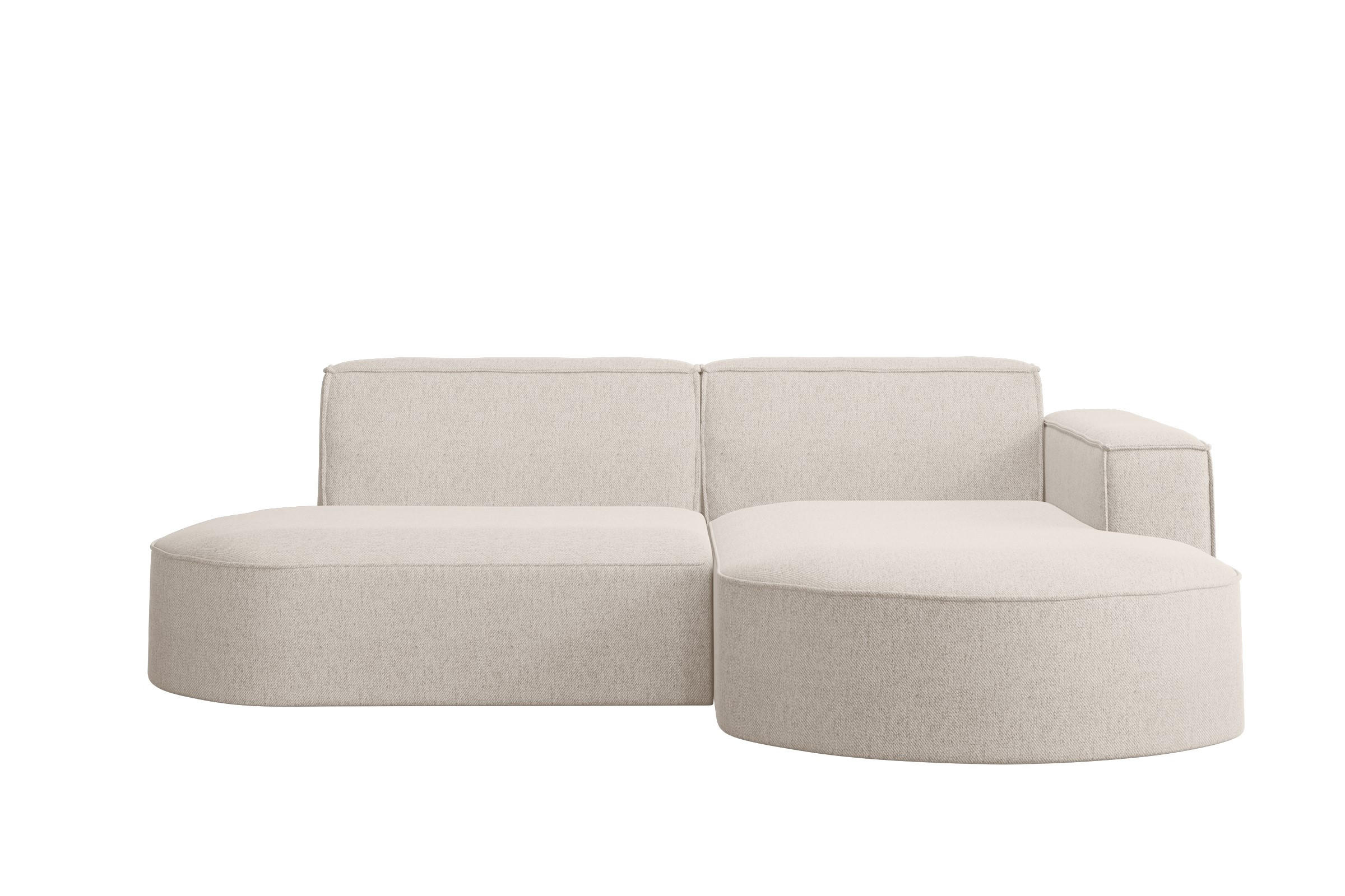 ECKSOFA MODENA L STUDIO Stoff Verita Ecru Rechts - Ecru, Holz (236/165cm) - Kaiser Möbel