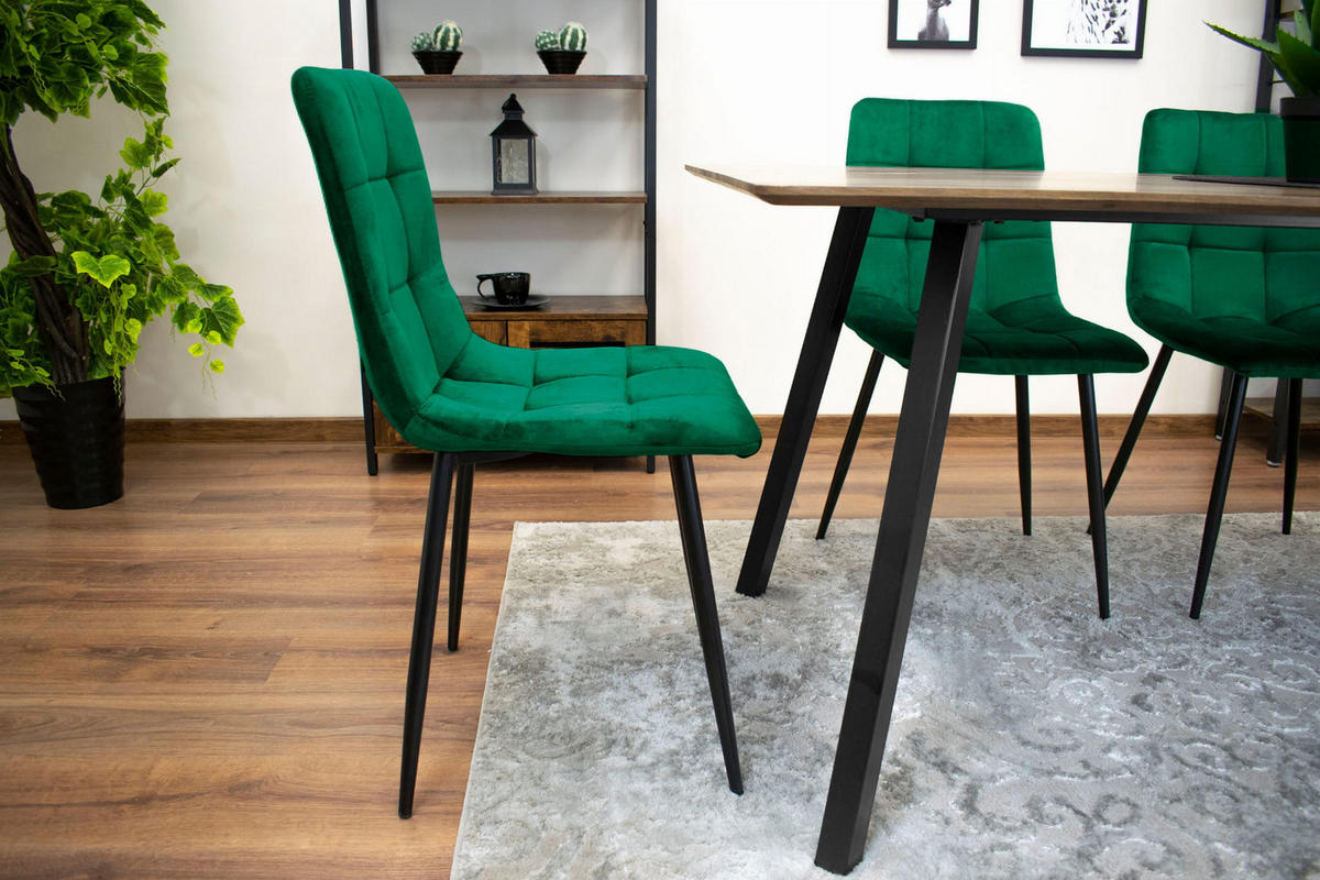 ESSZIMMERSTUHL 4-er Set PYRA dunkelgrüner Sitz - Dunkelgrün, Textil (45/87/50.5cm) - Valora