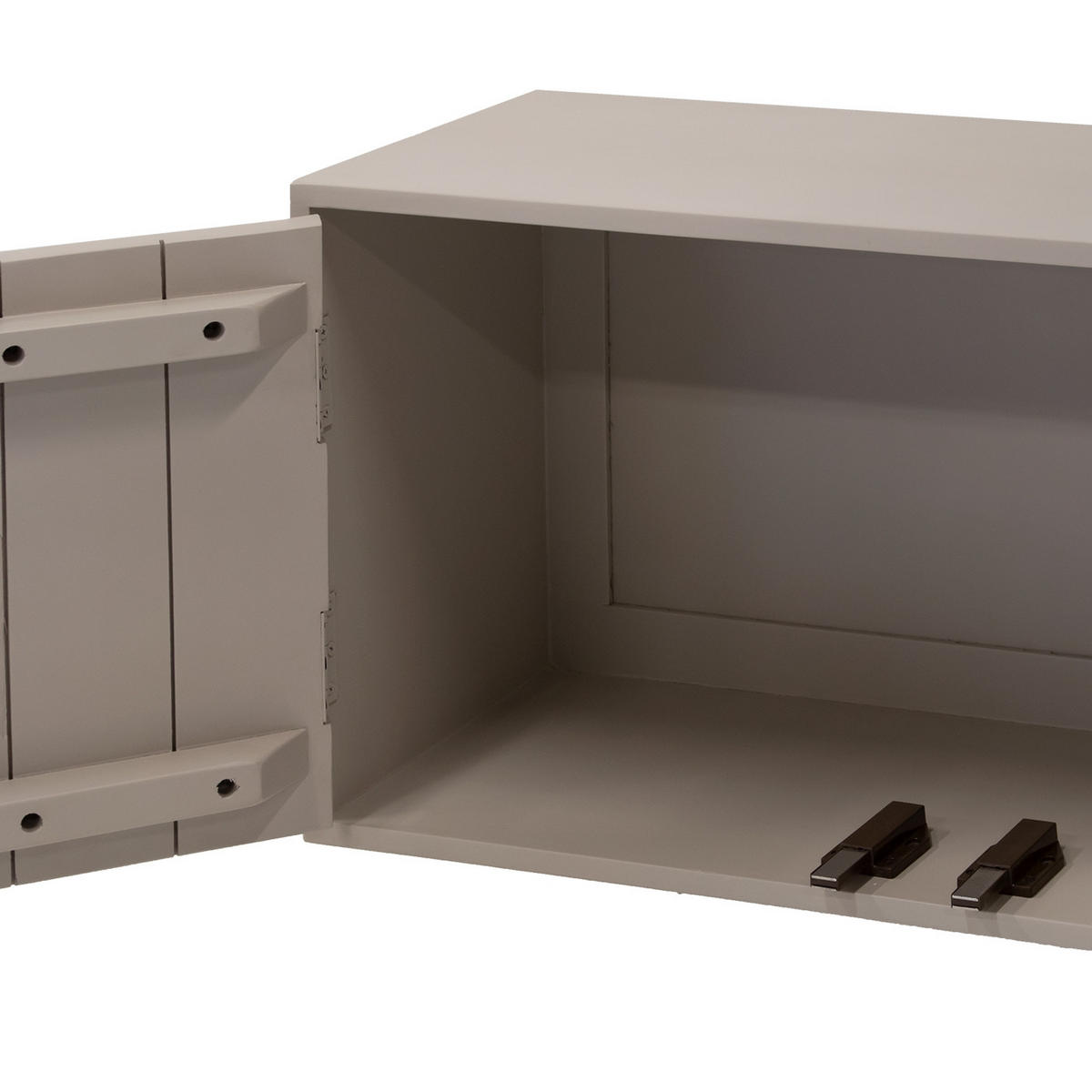 SCHWEBENDES TV-Möbel mit 3-Türen aus Mangoholz 200cm, taupe - Taupe, Holz (200/40/30cm) - Giga Meubel