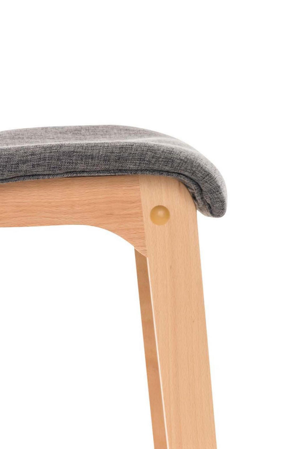 BARHOCKER 2er Set Stoff hellgrau - Eukalyptusholzfarben/Hellgrau, Holz/Textil (41/101/46cm) - CLP