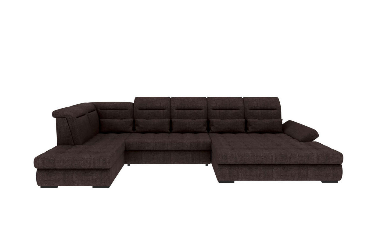 WOHNLANDSCHAFT Toscana Velours inkl. Schlaffunktion - Braun, Textil (358/87/208cm) - 99rooms