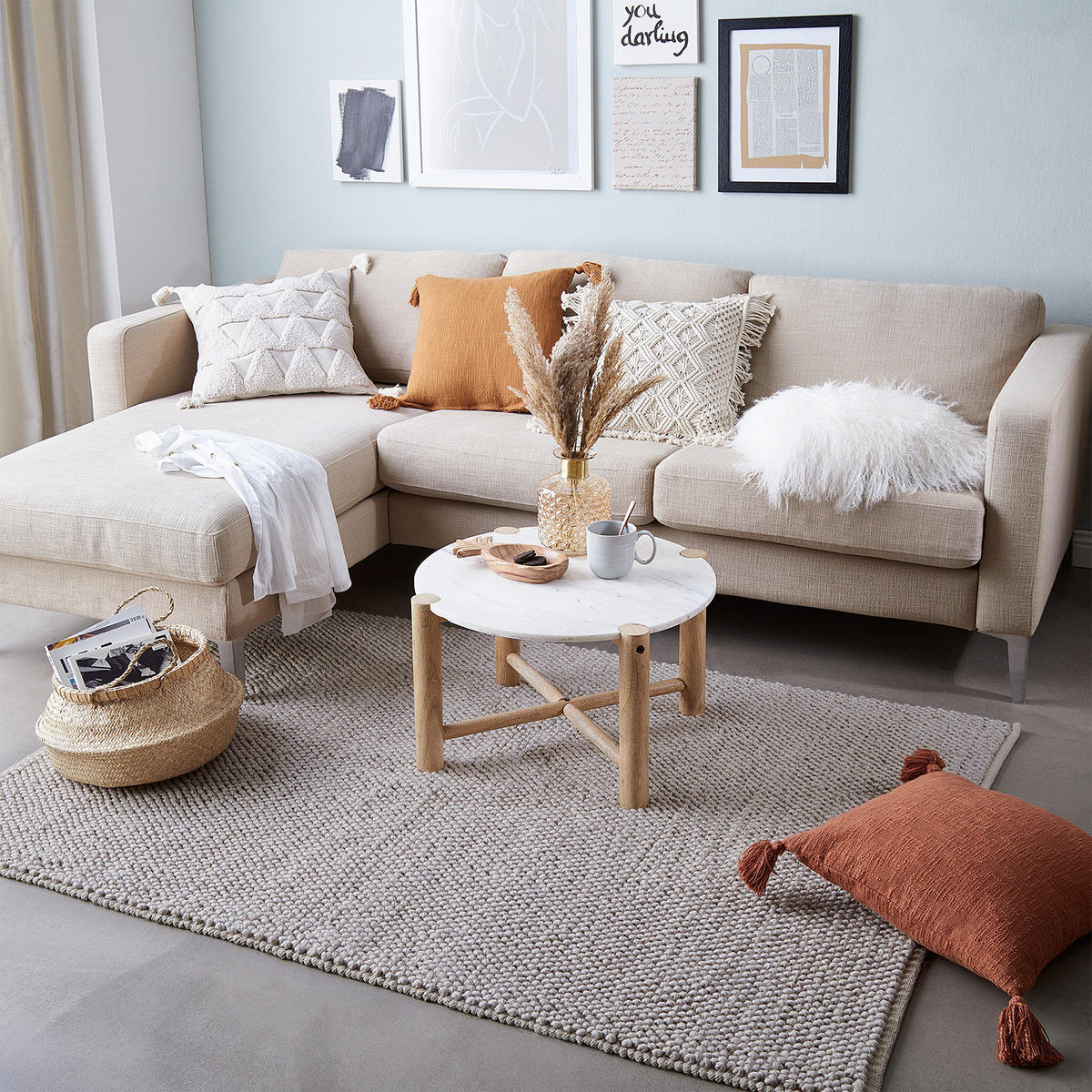 BEISTELLTISCH Marvelous - Braun/Weiß, Stein (59/59/35cm) - Butlers