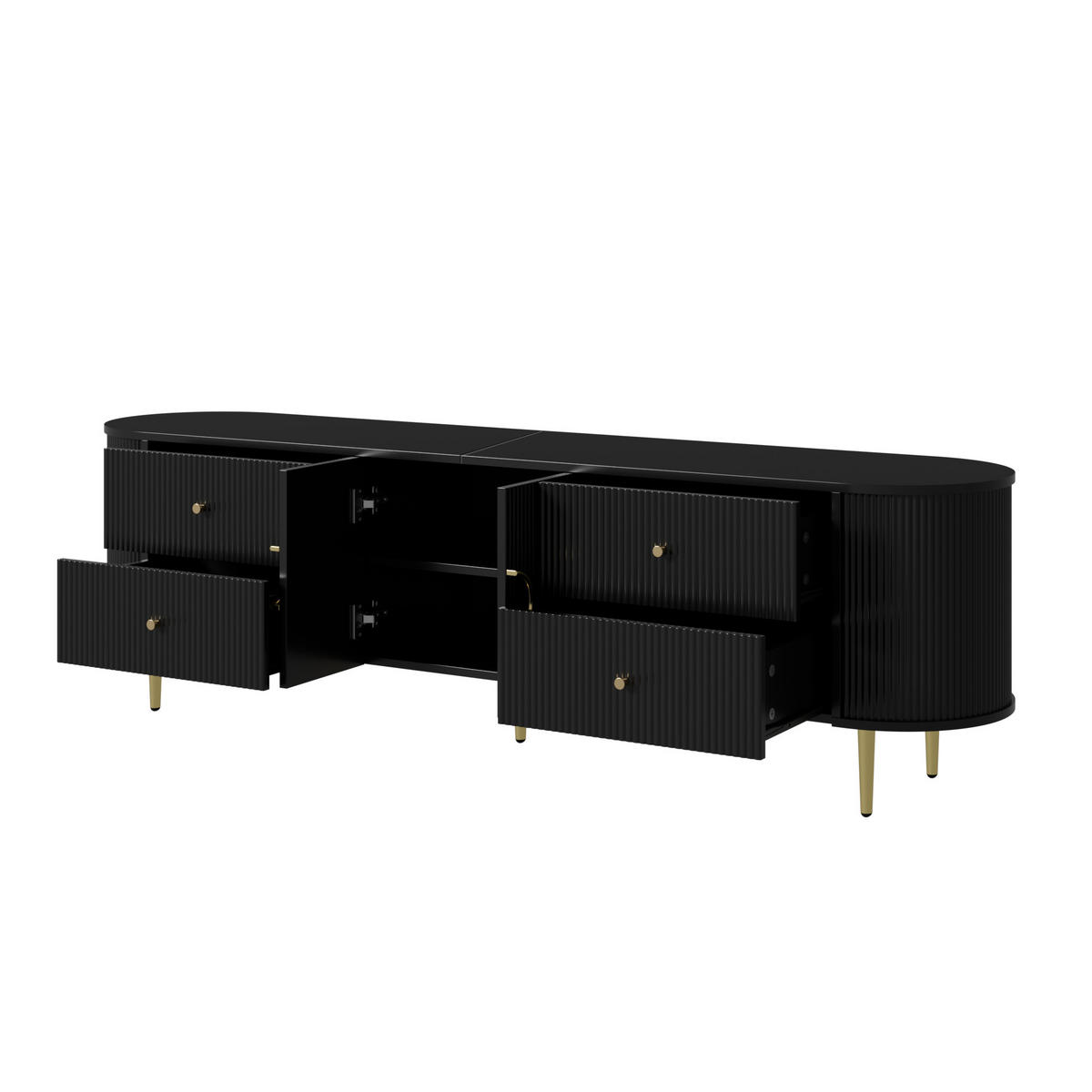 TV-ELEMENT 180/40/53 cm Schwarz mit 4 Schublade - Schwarz, Holz (180/53/40cm) - Oxeza