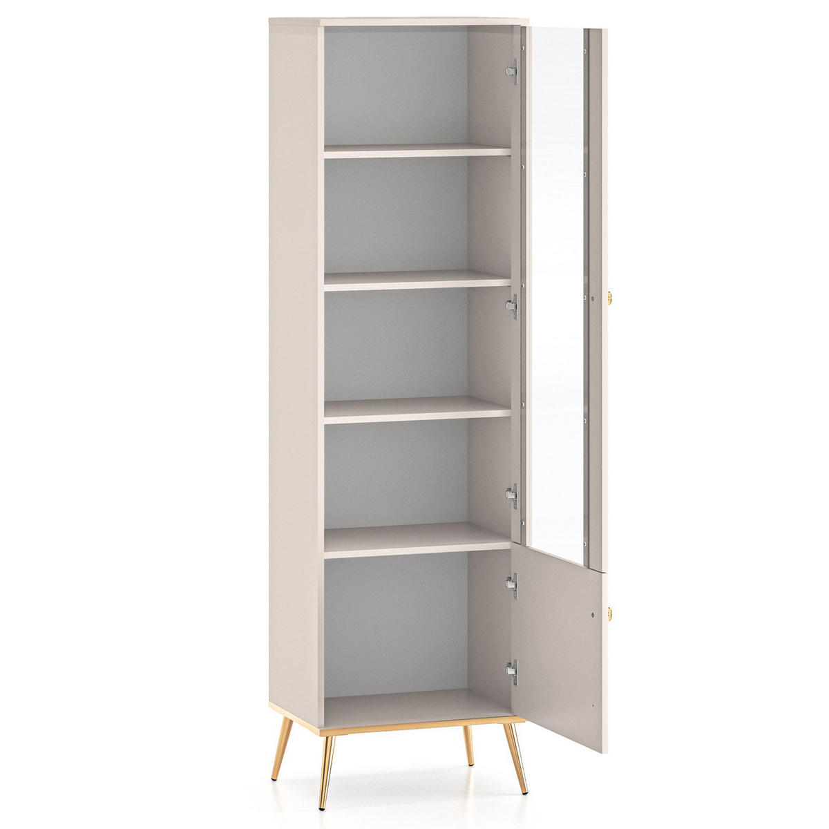 GLASVITRINE FRALIA,Creme - Creme, Glas/Holzwerkstoff (55/190/40cm) - KONSIMO®