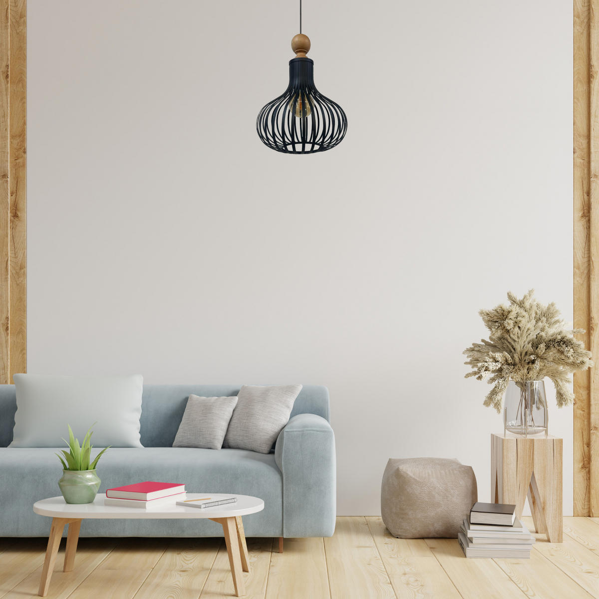 PENDELLEUCHTE Pear 30/35 cm - Schwarz, Holz/Metall (35/30/35cm) - Bamyum
