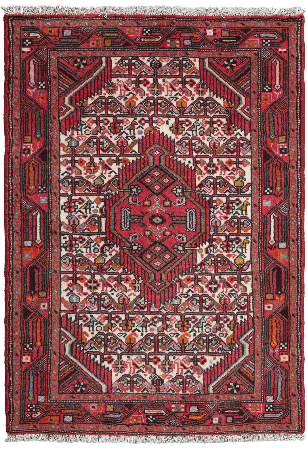 ORIENTTEPPICH handgeknüpft Assadabad Beige, Rot 121/86 cm Schurwolle - Beige/Rot, Textil (86/121cm) - Looma