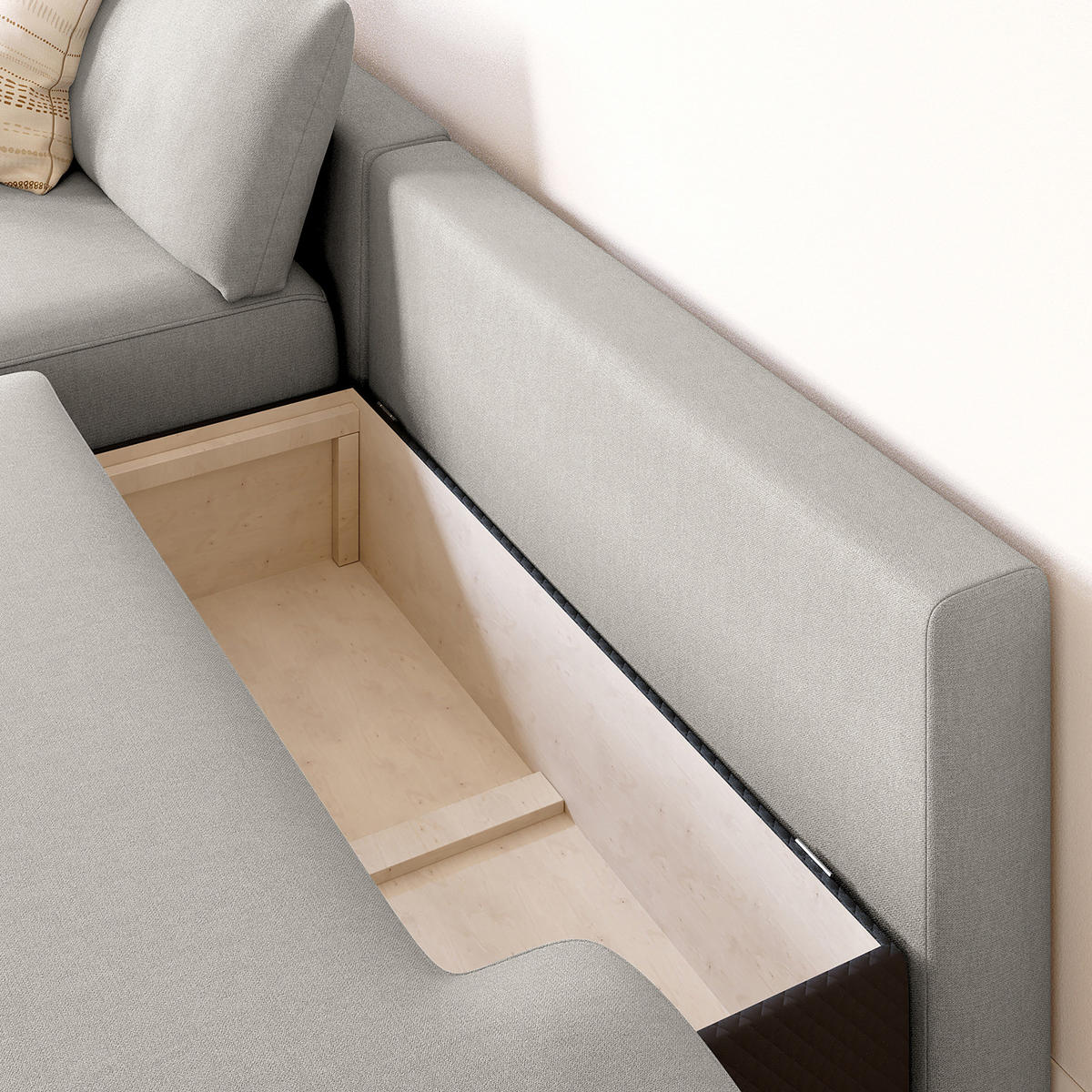 ECKSOFA mit Schlaffunktion - Longchair - Hellgrau/Schwarz, Kunststoff/Textil (253/167cm) - home24