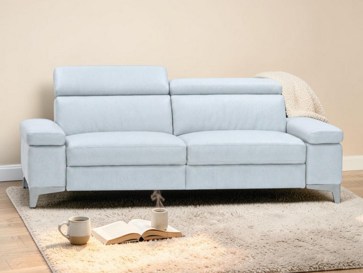 3-SITZER Sofa Talisman Echtleder Weiß - Weiß, Leder/Metall (216/80/100cm)