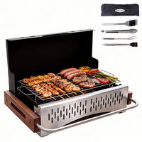 HOLZKOHLEGRILL mit Werkzeugkoffer - Silberfarben/Schwarz, Metall (37.3/33.2/50.72cm) - HOMAVO