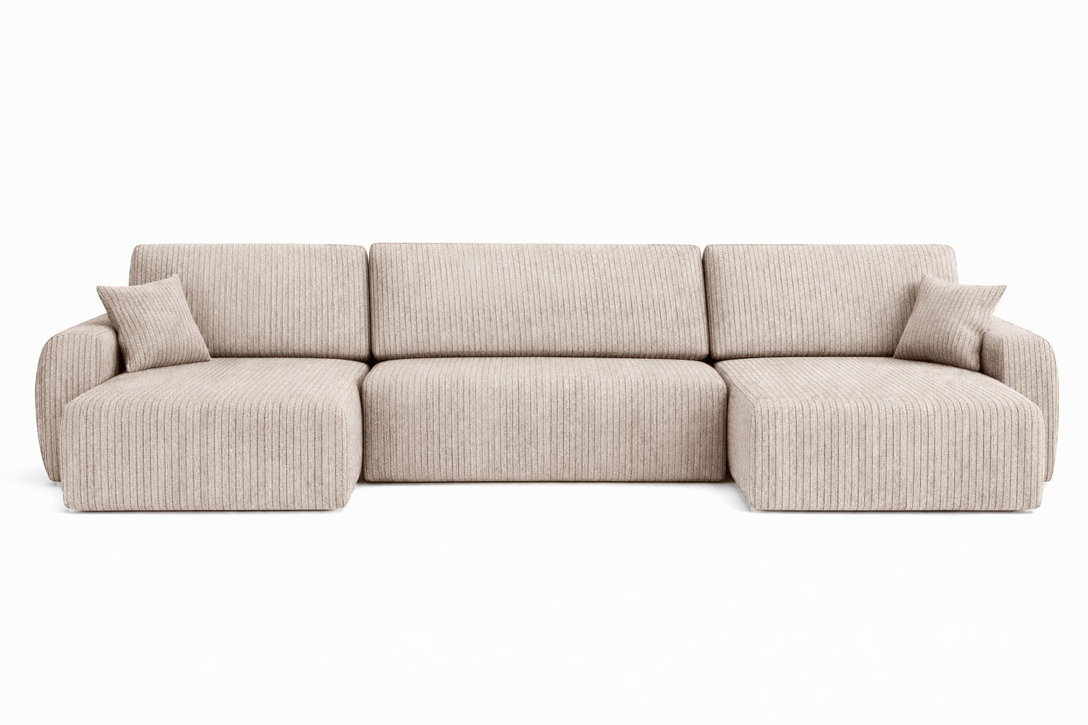 ECKSOFA Mit Schlaffunktion Und Bettkasten U-Form Ariel U, Cordstoff Poso, Dunkelbeige - Beige, Holz (342/142cm) - Kaiser Möbel