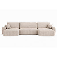 ECKSOFA Mit Schlaffunktion Und Bettkasten U-Form Ariel U, Cordstoff Poso, Dunkelbeige - Beige, Holz (342/142cm) - Kaiser Möbel