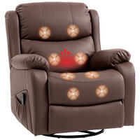 MASSAGESESSEL,8 Massagepunkte Heizung Fußstütze,braun - Braun, Leder (85/100/97cm) - Vallsero
