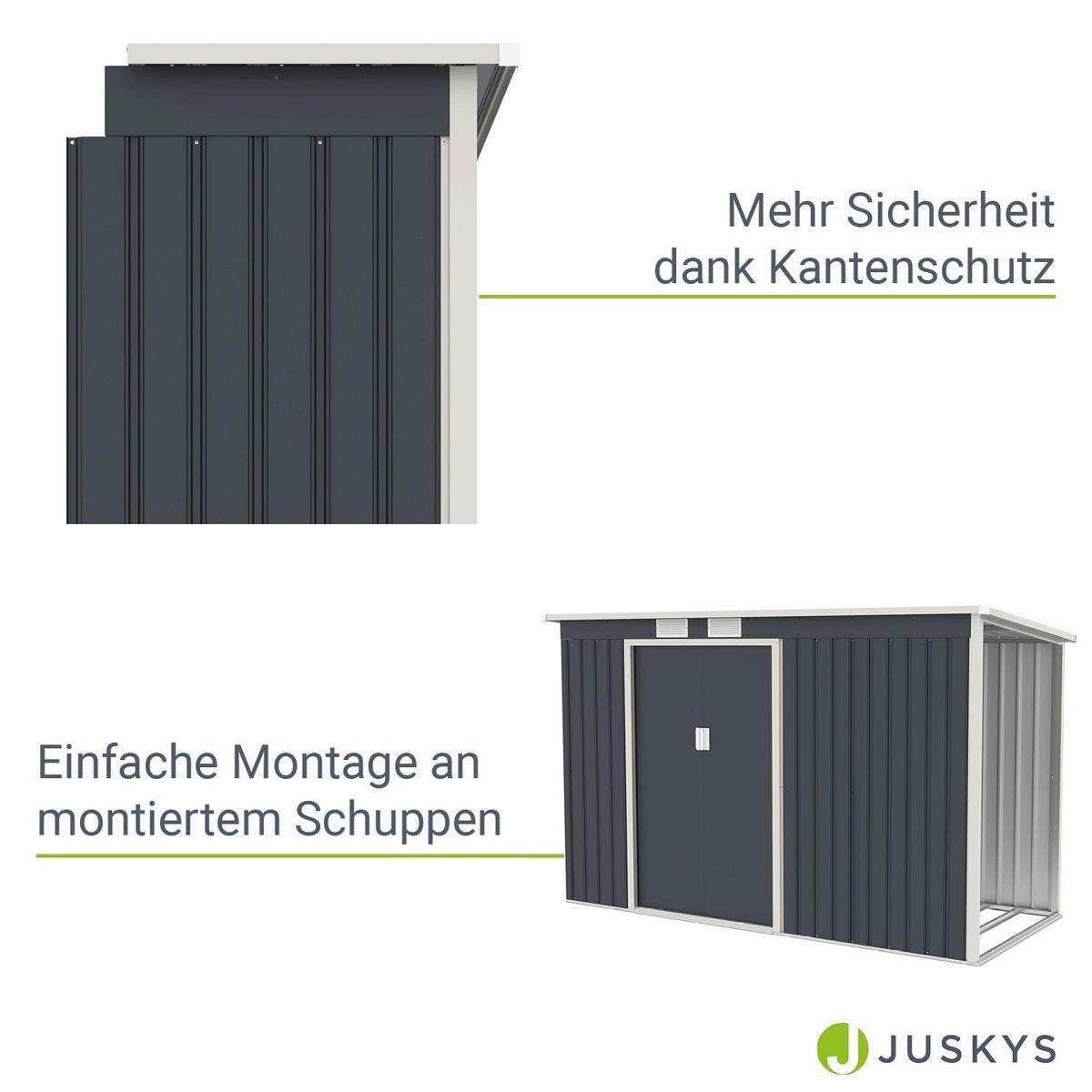 HOLZUNTERSTAND für Metall Geräteschuppen M rechts - Dunkelgrau, Metall (65/171/130cm) - Juskys