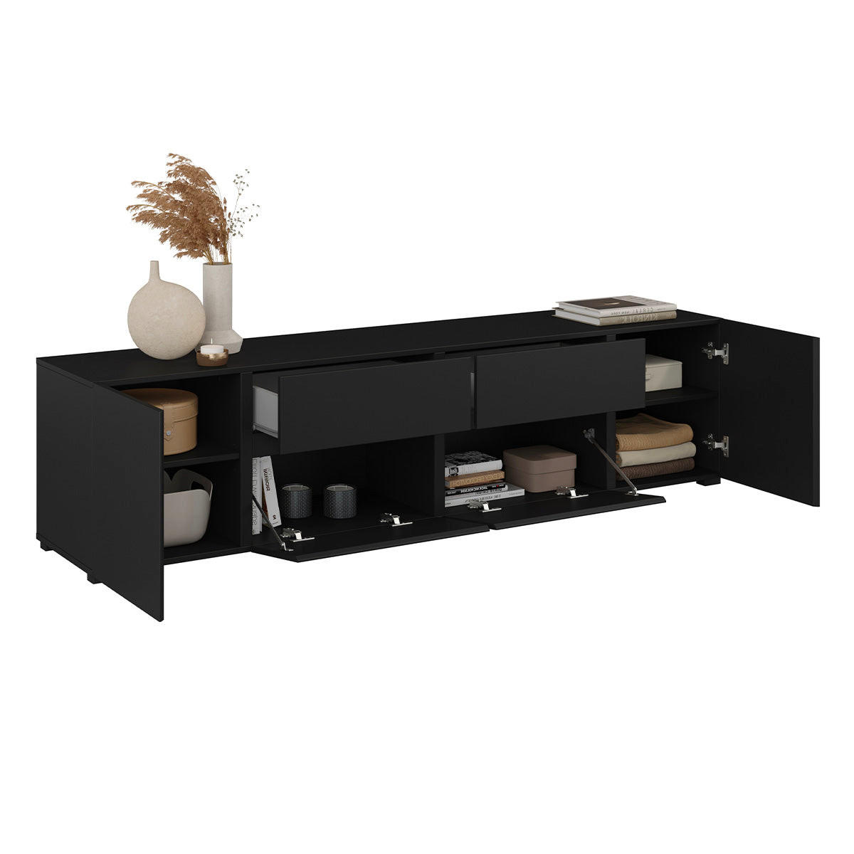 TV STOLÍK Maxis Čierna - čierna, kompozitné drevo (195/48/40cm) - Petits-meubles