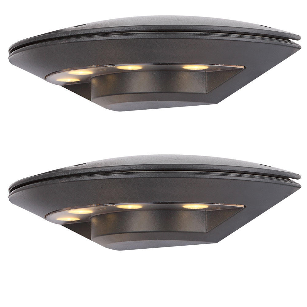 LED AUSSEN-WANDLEUCHTE Aluminium Anthrazit 2er Set - Anthrazit, Metall (24.5/6.6/12.5cm)
