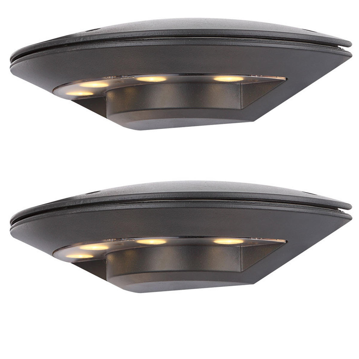 LED AUSSEN-WANDLEUCHTE Aluminium Anthrazit 2er Set - Anthrazit, Metall (24.5/6.6/12.5cm)