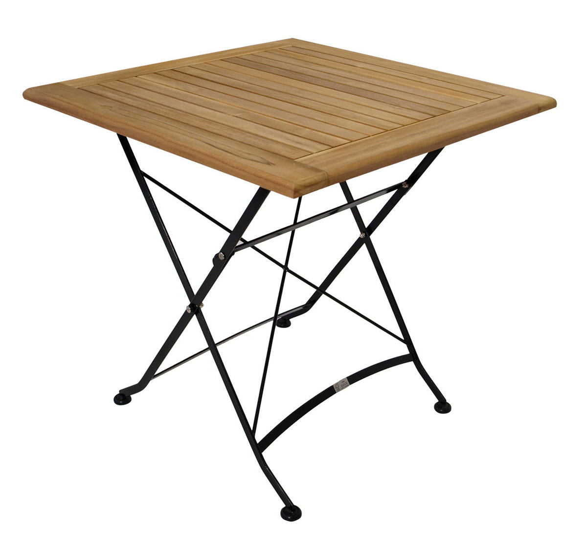 KLAPPGARTEN-GARNITUR Jakami 3-teilig aus Teakholz - Stahlgestell in schwarz pulverbeschichtet - wetterfest - FSC®-zertifiziert - Schwarz, Holz - TPFGarden