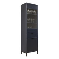 GLASVITRINE klein mit 1 Schublade und 2 Türen, Blau - Blau, Holzwerkstoff (196/55/41cm) - Idohome