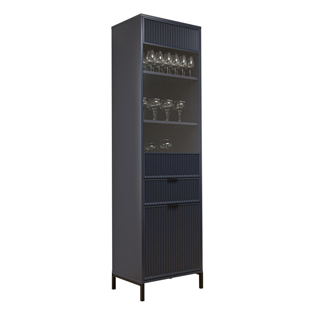 GLASVITRINE klein mit 1 Schublade und 2 Türen, Blau - Blau, Holzwerkstoff (196/55/41cm) - Idohome