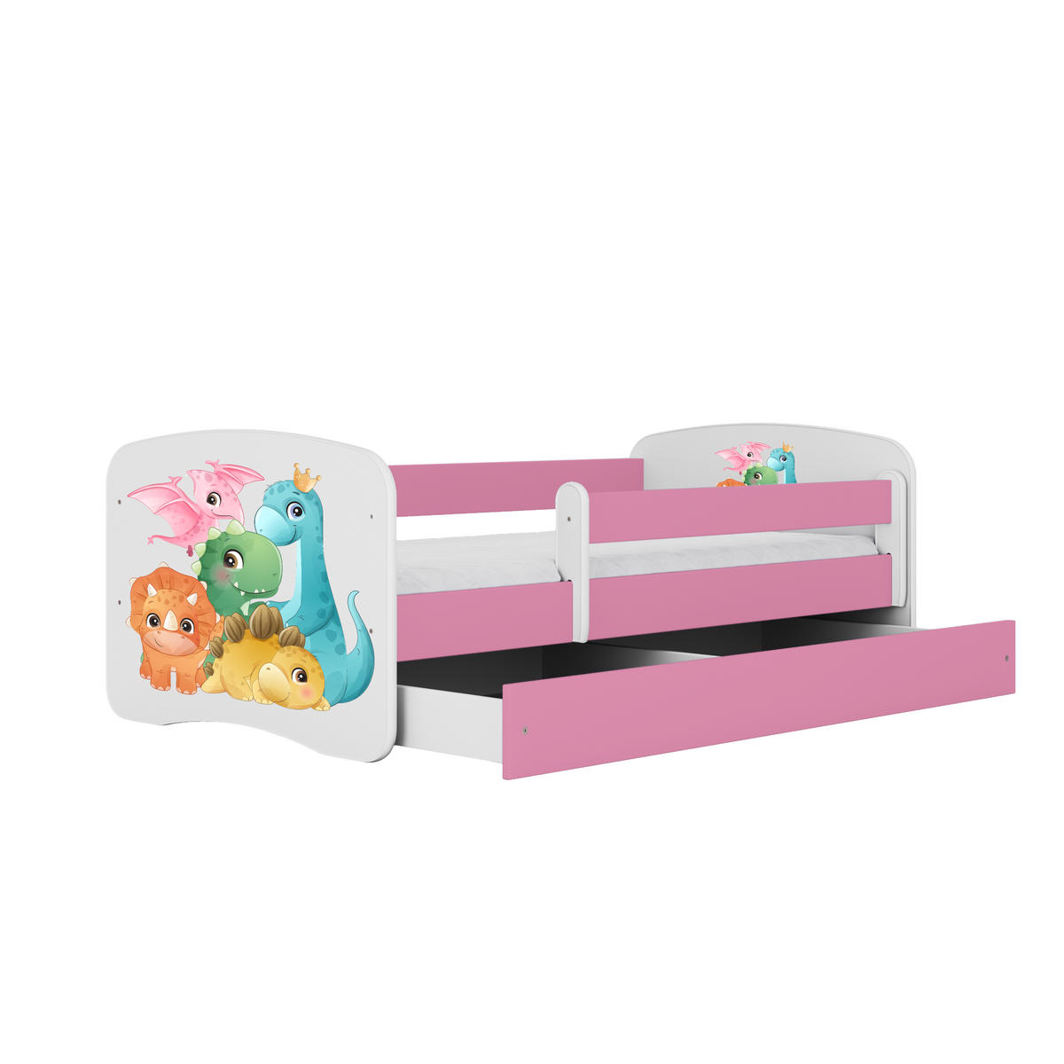 KINDERBETT Dino mit Schublade und Matratze 140/70 - Rosa, Holzwerkstoff (70/140cm) - RAUMHIRSCH FURNITURE