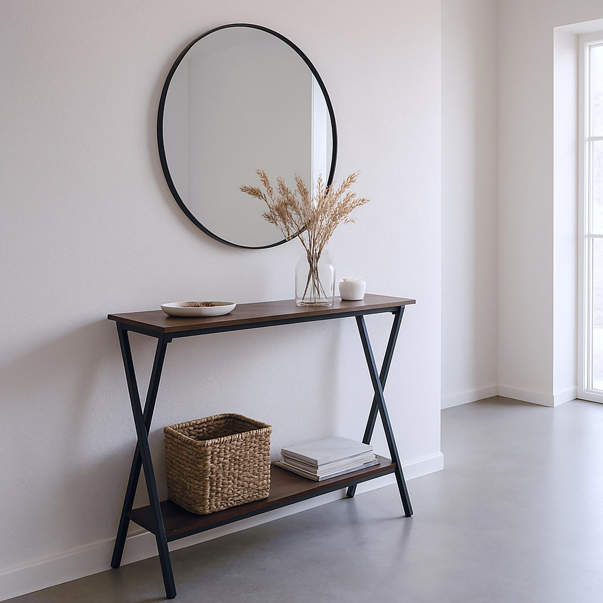 KONSOLENTISCH - Dunkelbraun, Holzwerkstoff/Metall (30/100/80cm) - Relaxdays