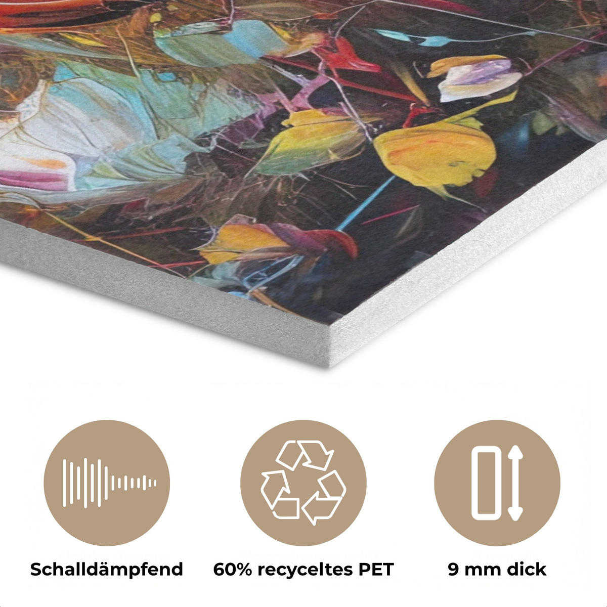AKUSTIKBILD Blumen - Kunst - Natur - Ölgemälde Wanddeko 60x90 cm - Multicolor, Kunststoff (60/90/0.9cm) - MuchoWow