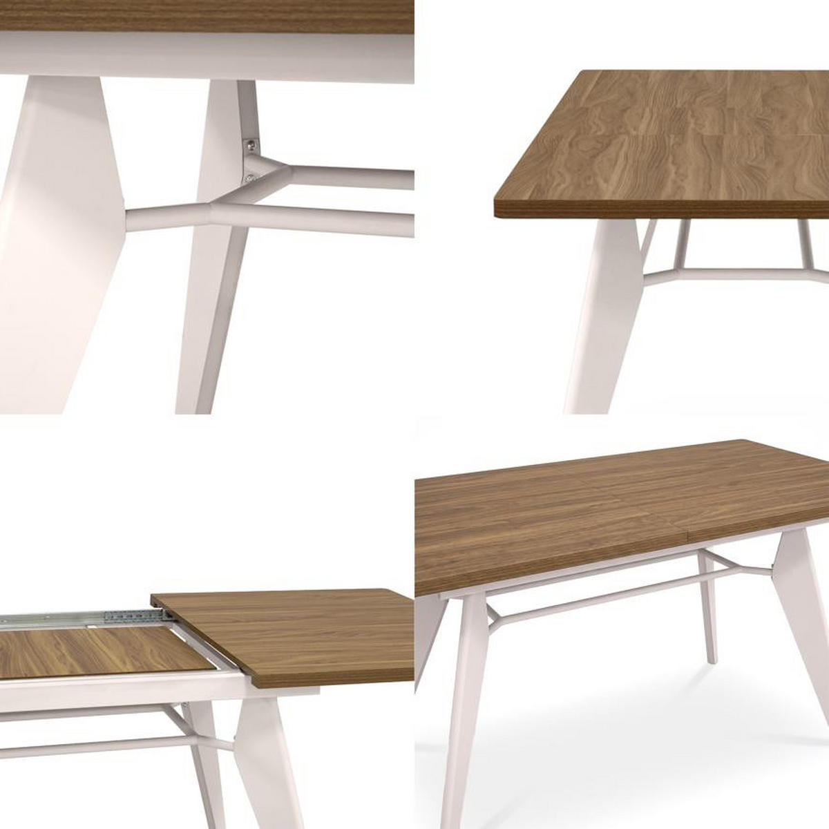 ESSTISCH ausziehbar 140/180cm Metallbeine Beige und Tischplatte Nussbaum-Optik Meloe - Beige/Nussbaumfarben, Holzwerkstoff/Metall (90/140/76cm) - Sicaan
