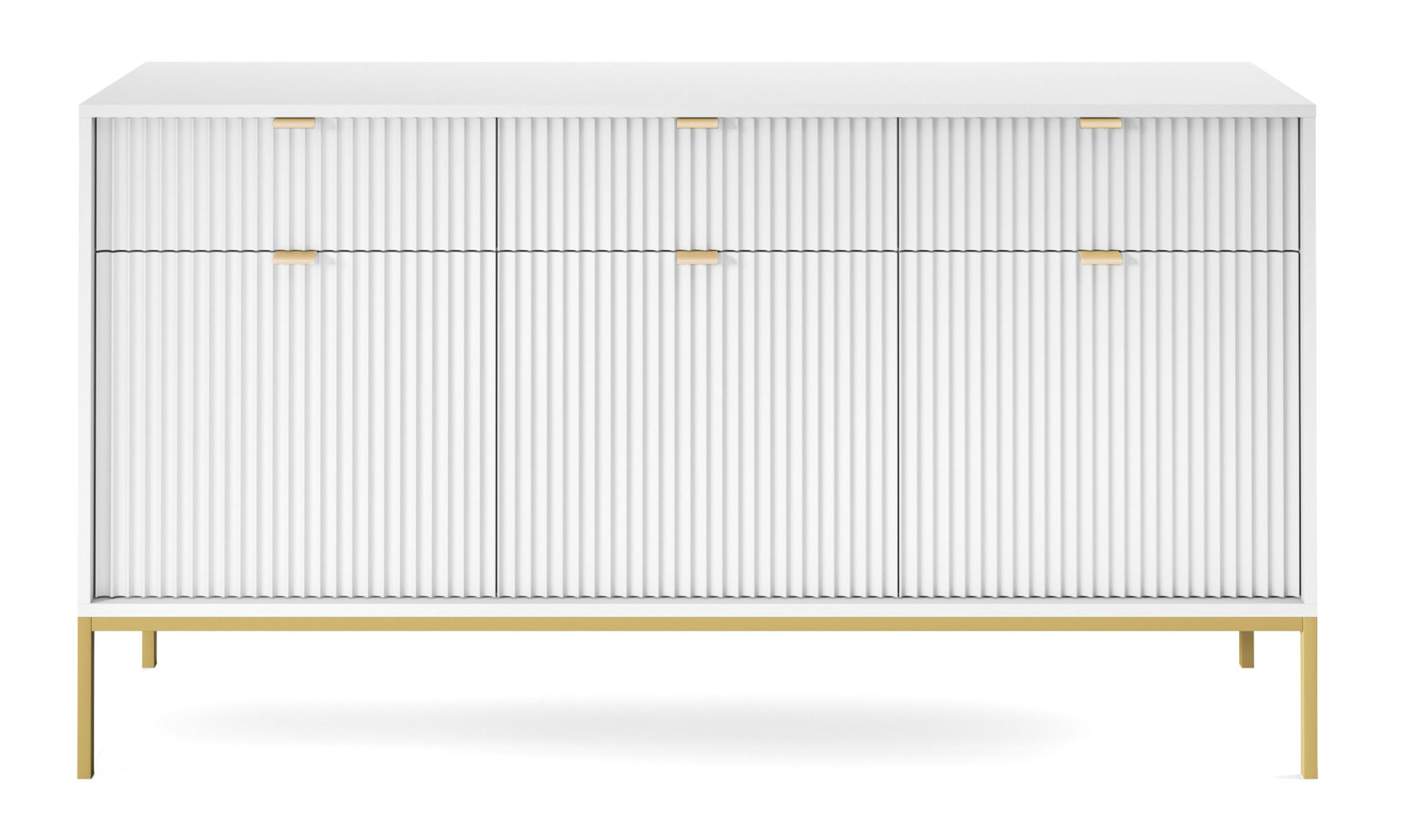 SIDEBOARD Vellore Weiß mit goldenen Metallbeinen 154 cm - Goldfarben/Weiß, Holzwerkstoff/Metall (154/83/39cm) - Selsey