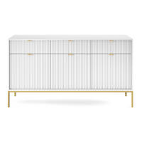 SIDEBOARD Vellore Weiß mit goldenen Metallbeinen 154 cm - Goldfarben/Weiß, Holzwerkstoff/Metall (154/83/39cm) - Selsey